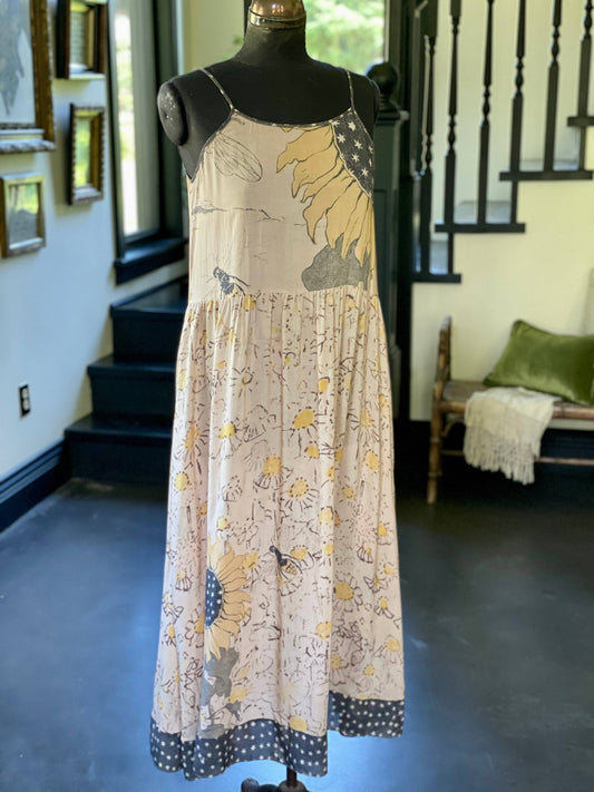 Milk & Honey Bohéme Slip Dress with Bees and Sunflower