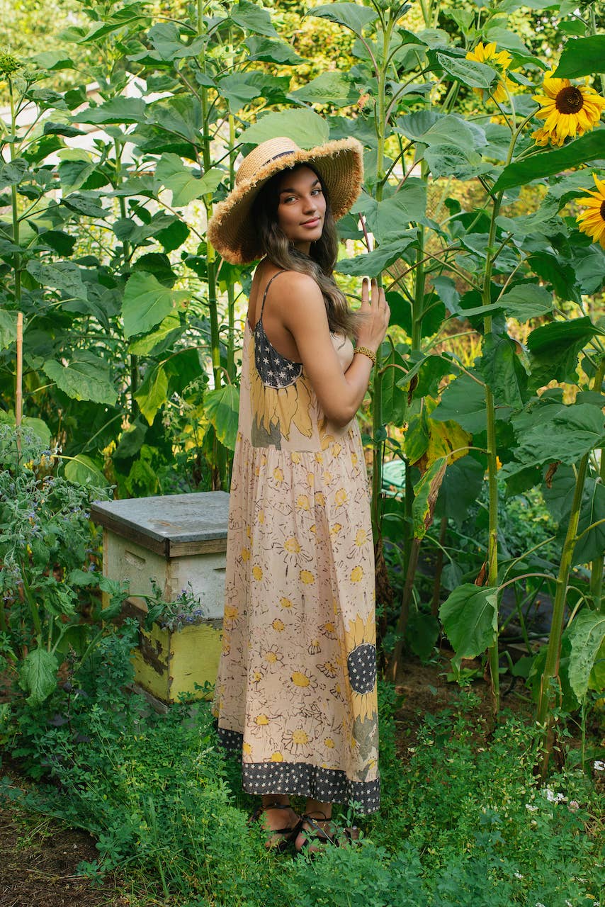 Milk & Honey Bohéme Slip Dress with Bees and Sunflower