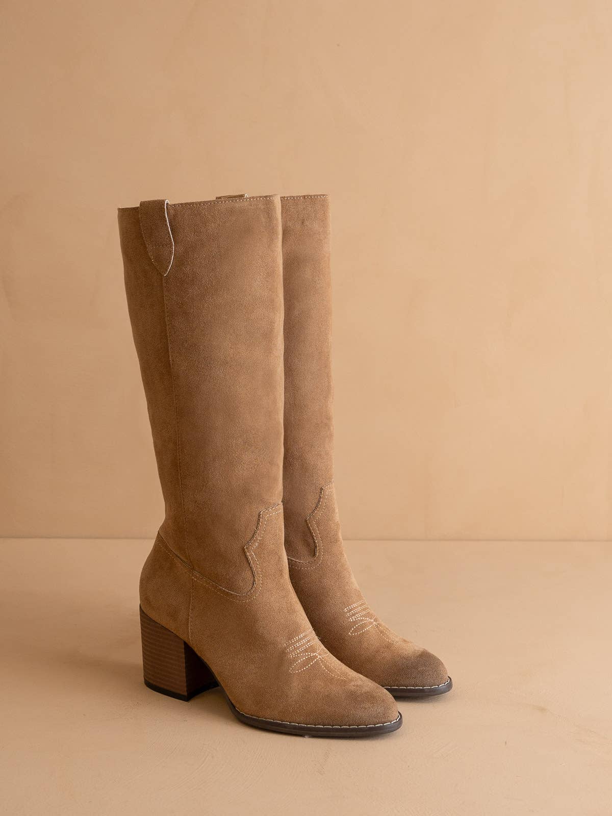 The Roxanne Latte Knee High Western Bucket Boot