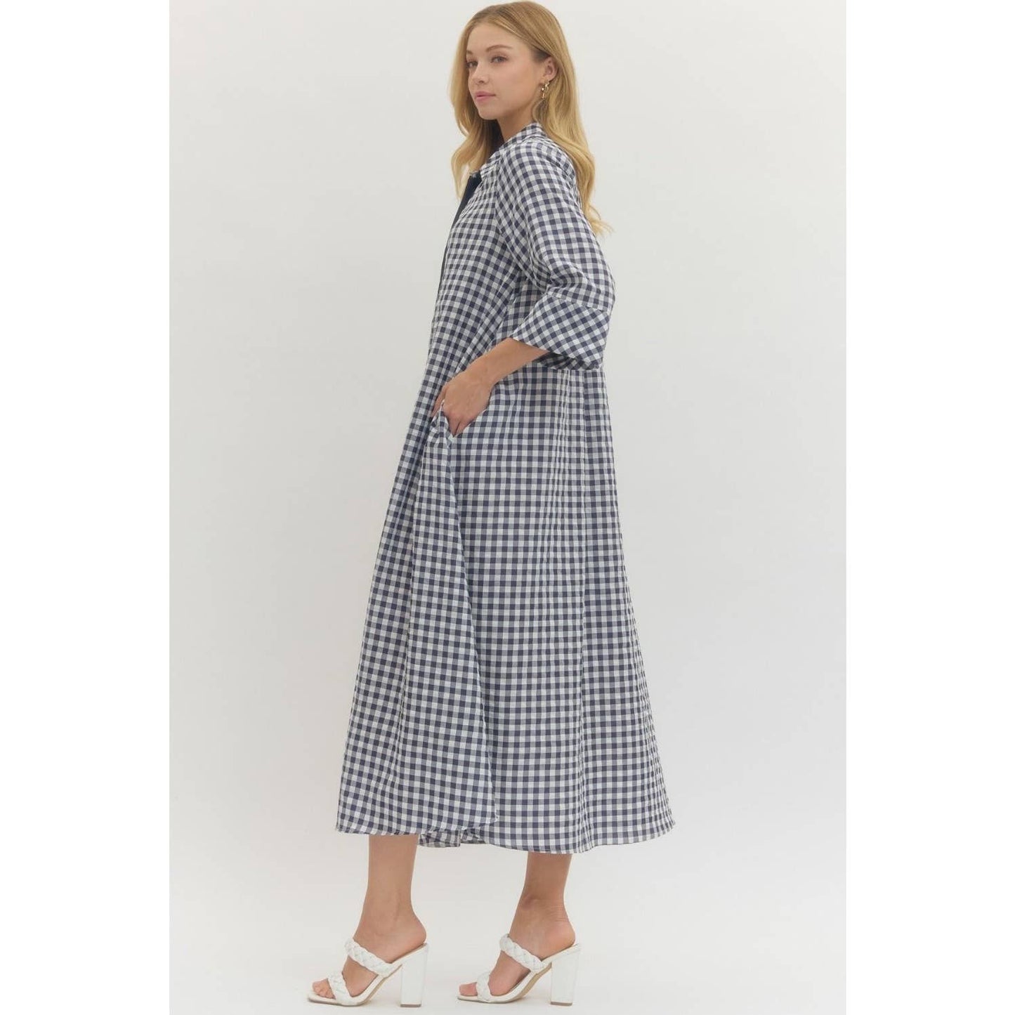 In Love with Gingham Midi Dress