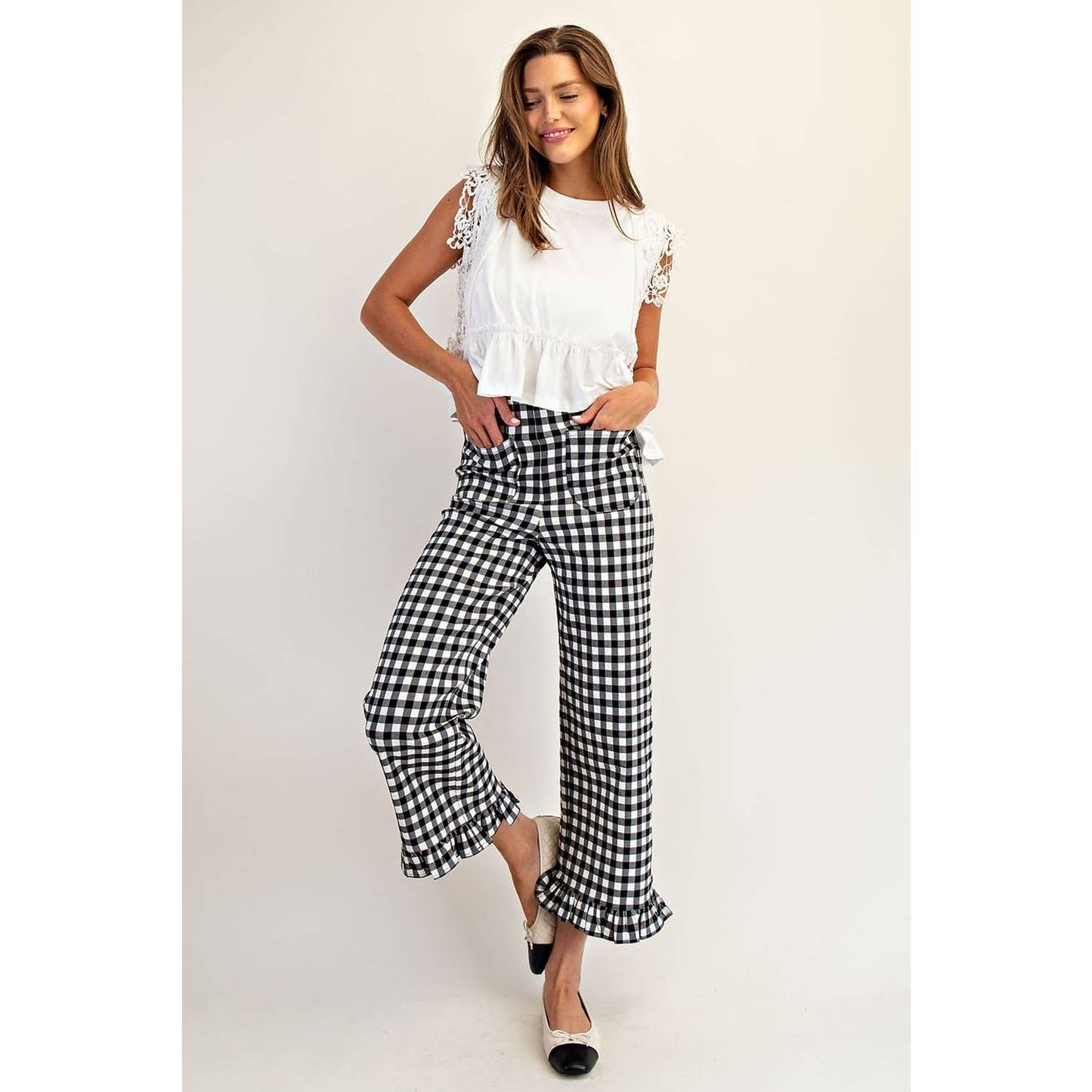 Gingham Straight Leg Pants