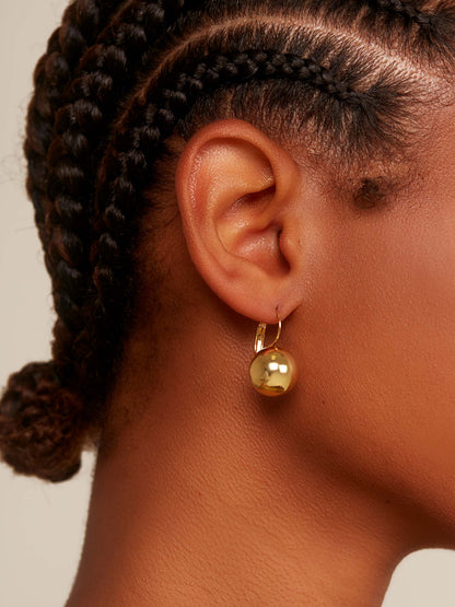 Metal Ball Drop Earring: GLD