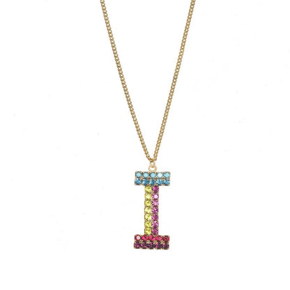 TOVA Mini Monogram Multicolor Crystal Necklace