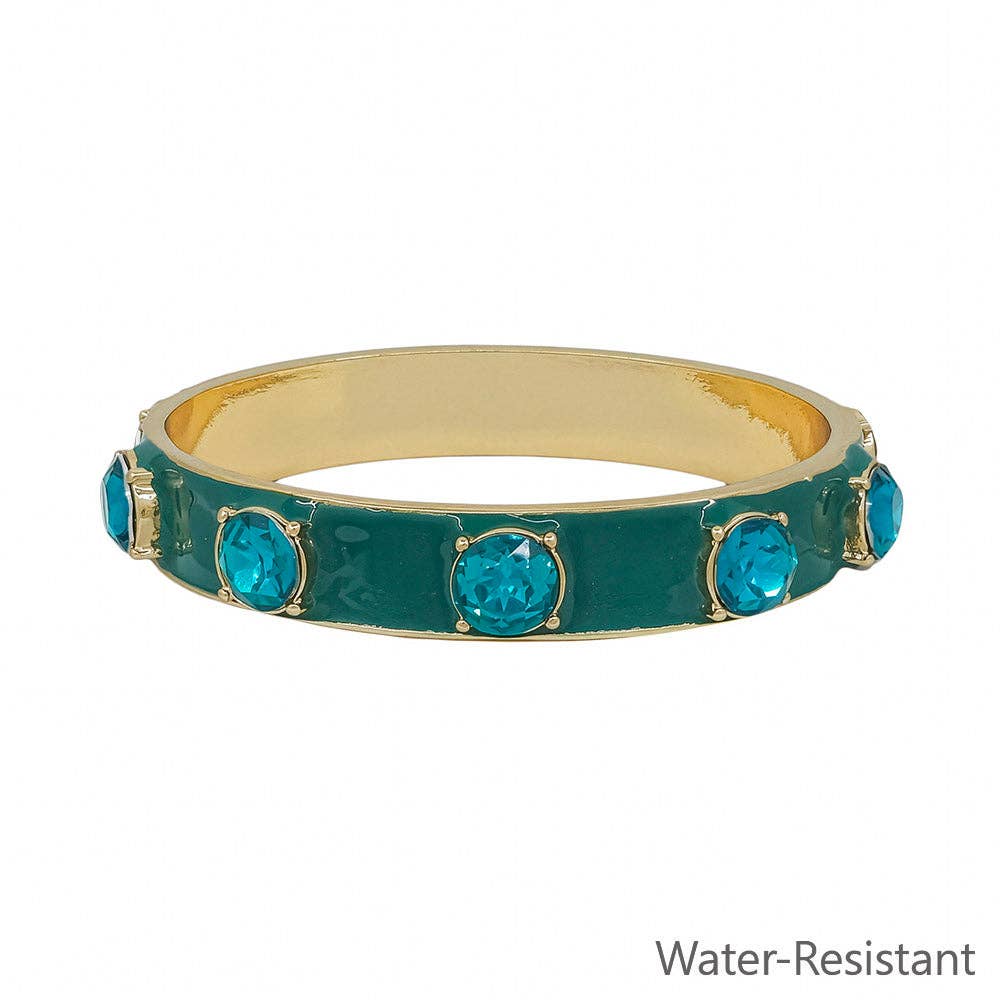 12MM Green Epoxy and Gold Bangle Bracelet