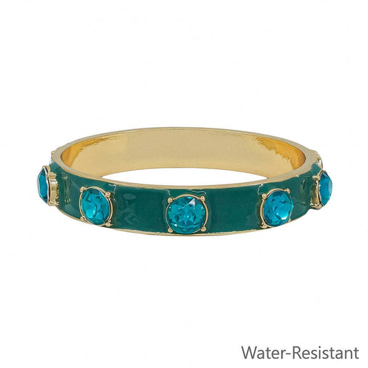 12MM Green Epoxy and Gold Bangle Bracelet