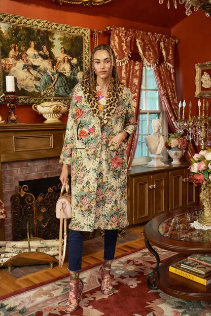 Remember the Time Olive Floral Jacquard Coat