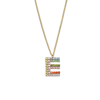 TOVA Mini Monogram Multicolor Crystal Necklace