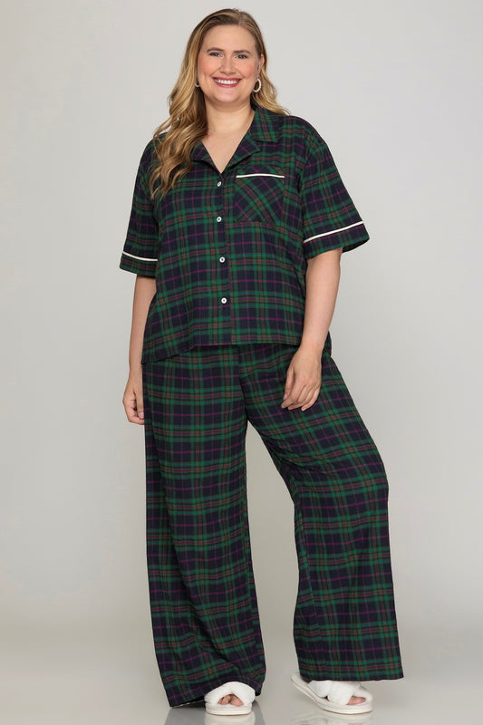 Plus Plaid Pajama Set