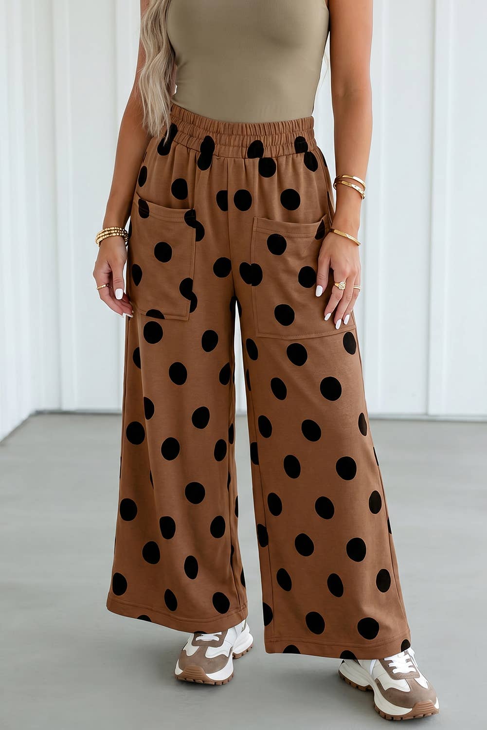 Polka Dot Wide Leg Pocket Shift Pant