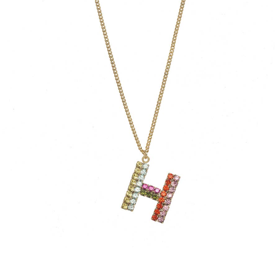 TOVA Mini Monogram Multicolor Crystal Necklace