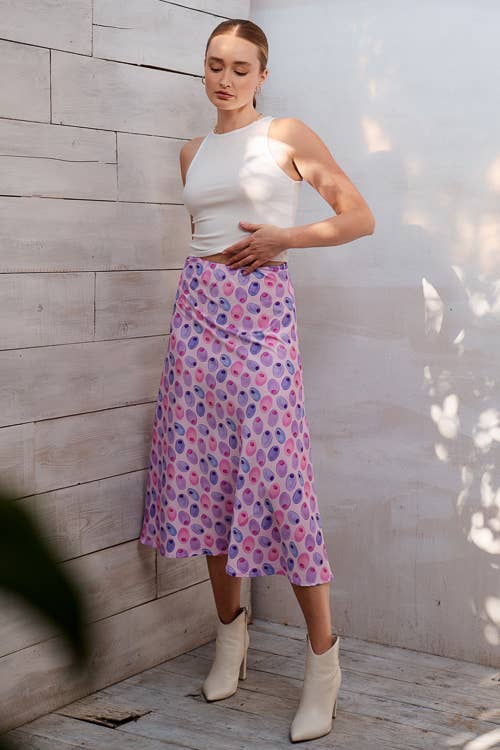 Olive Midi Print Skirt