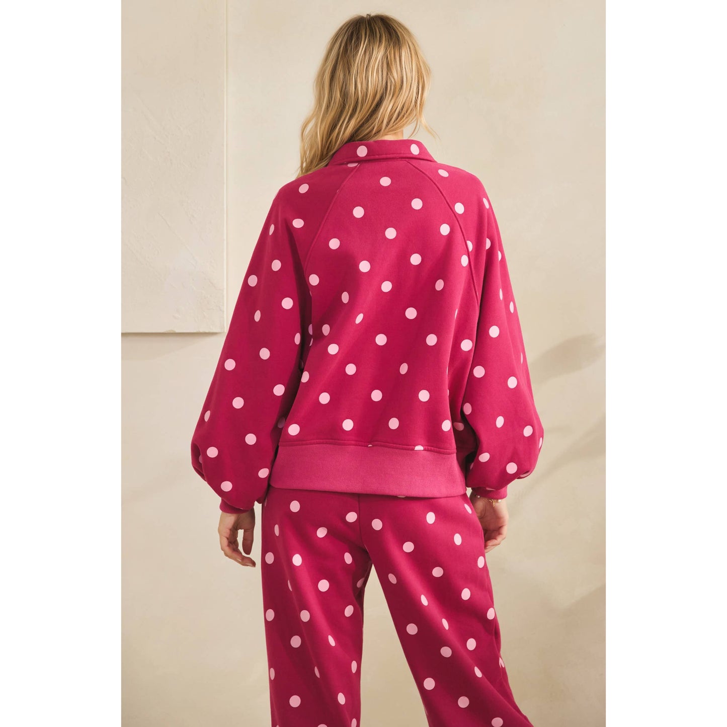 Olive Dot Quarter Zip Set