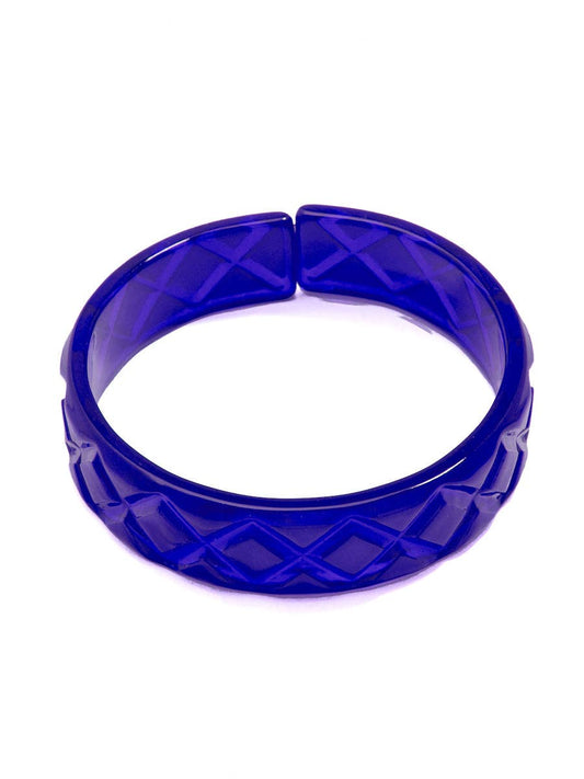 Large Quilted Resin Bangle Bracelet: COBALT