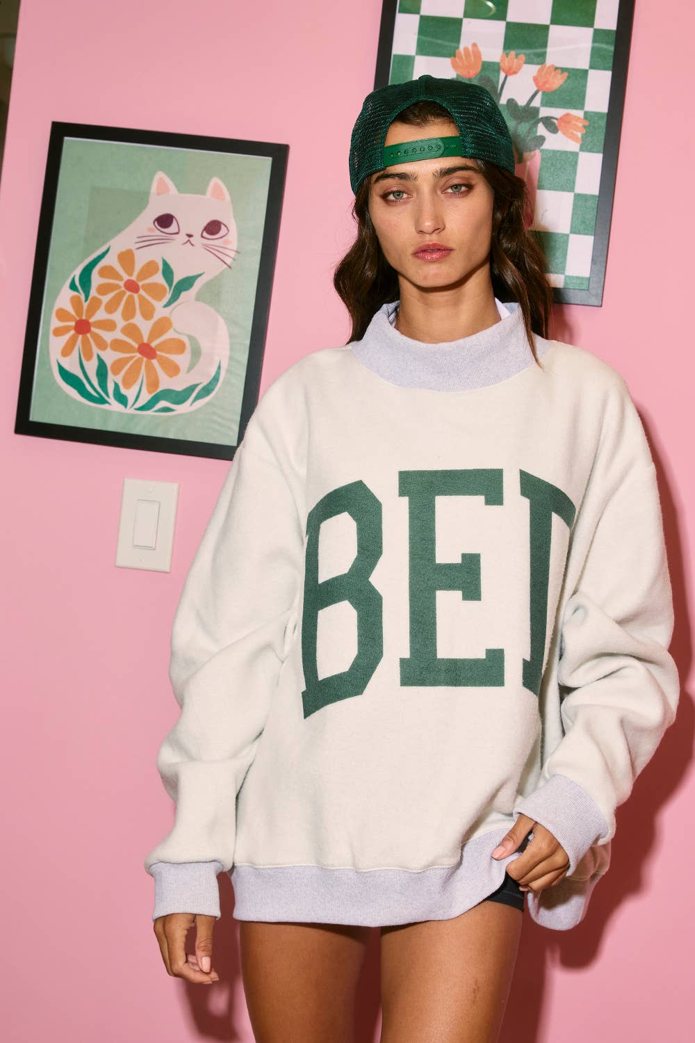 'GYM & BED'  Reversible Mock neck Sweatshirt