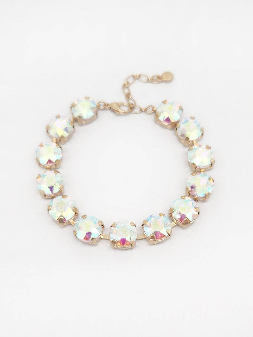 AB Square Stone with Gold Hinged 7.25" Bracelet