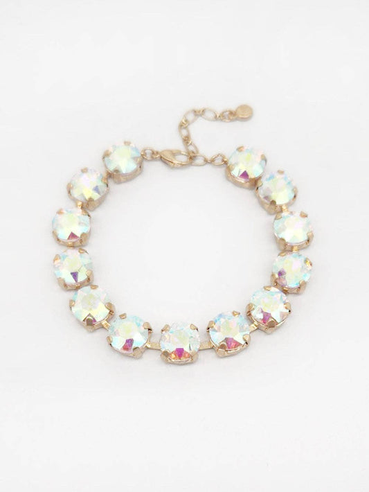 AB Square Stone with Gold Hinged 7.25" Bracelet