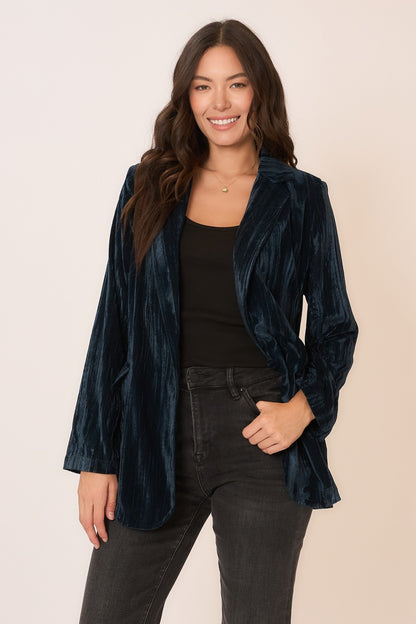 Crinkle Velvet Blazer