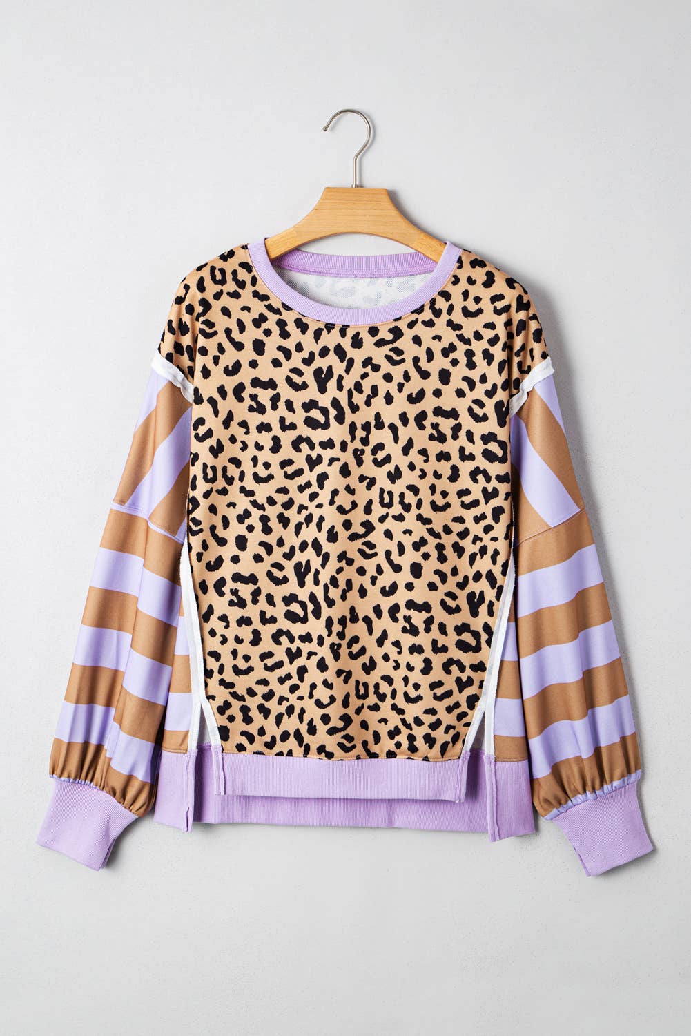 Leopard Striped Patchwork Sweatshirt
