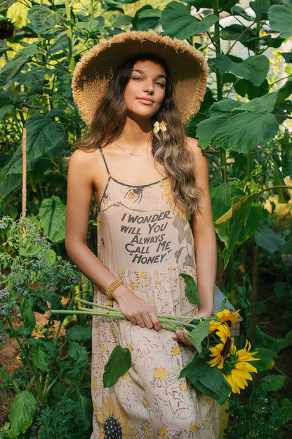 Milk & Honey Bohéme Slip Dress with Bees and Sunflower