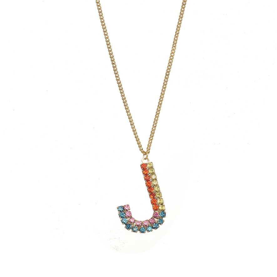 TOVA Mini Monogram Multicolor Crystal Necklace