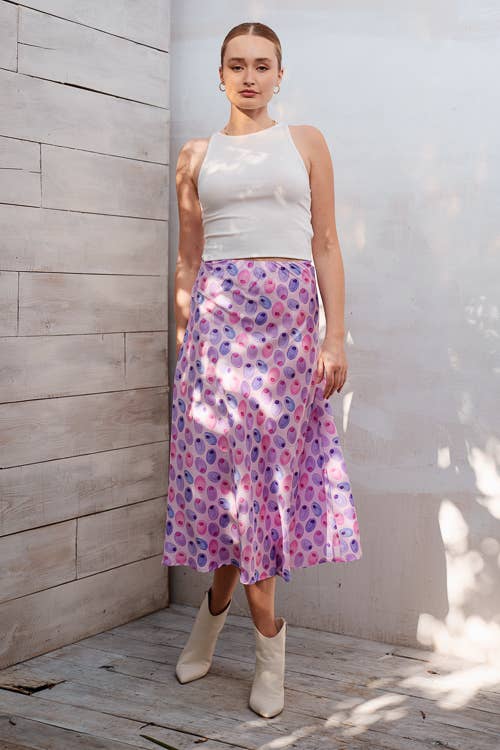 Olive Midi Print Skirt