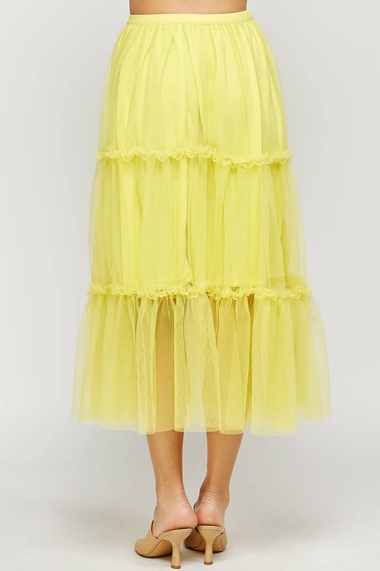 Tulle Midi Skirt With Mini Ruffles