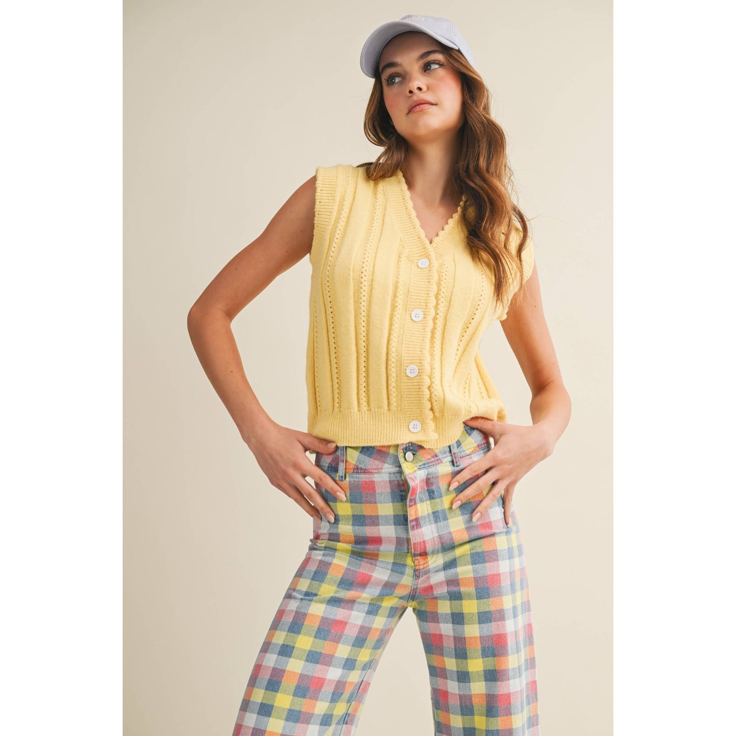Daydream In The Meadow Wide Leg Checkered Trouser