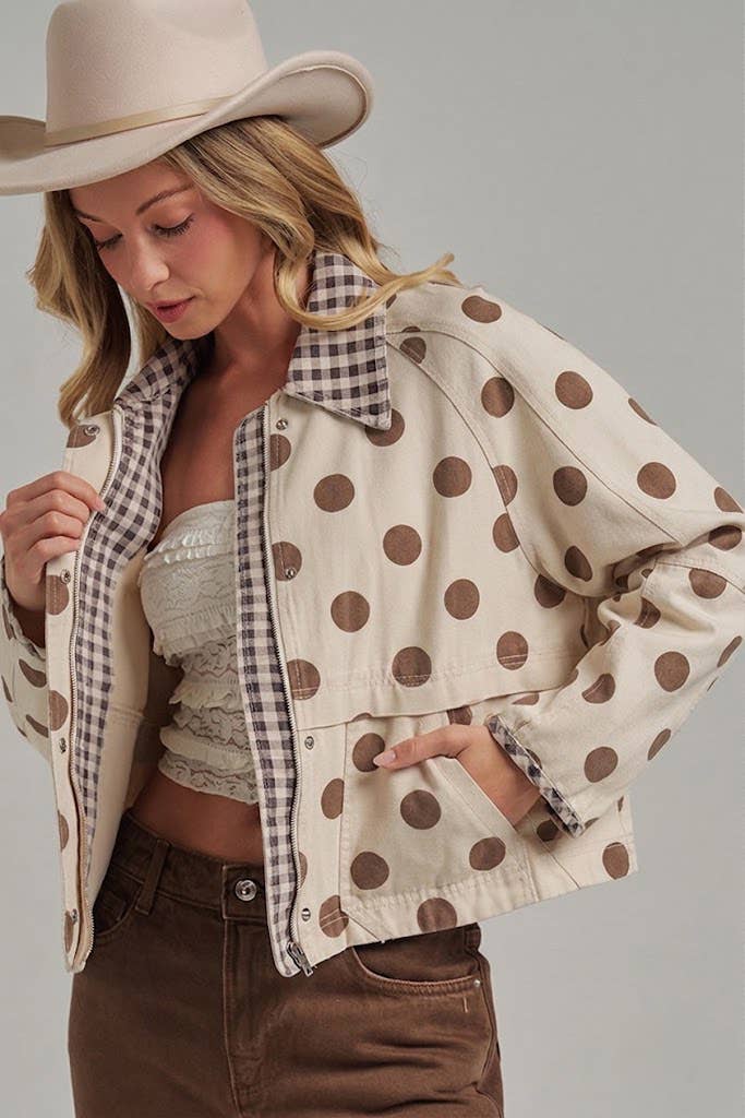 POLKA DOT OXFORD CANVAS FALL JACKET