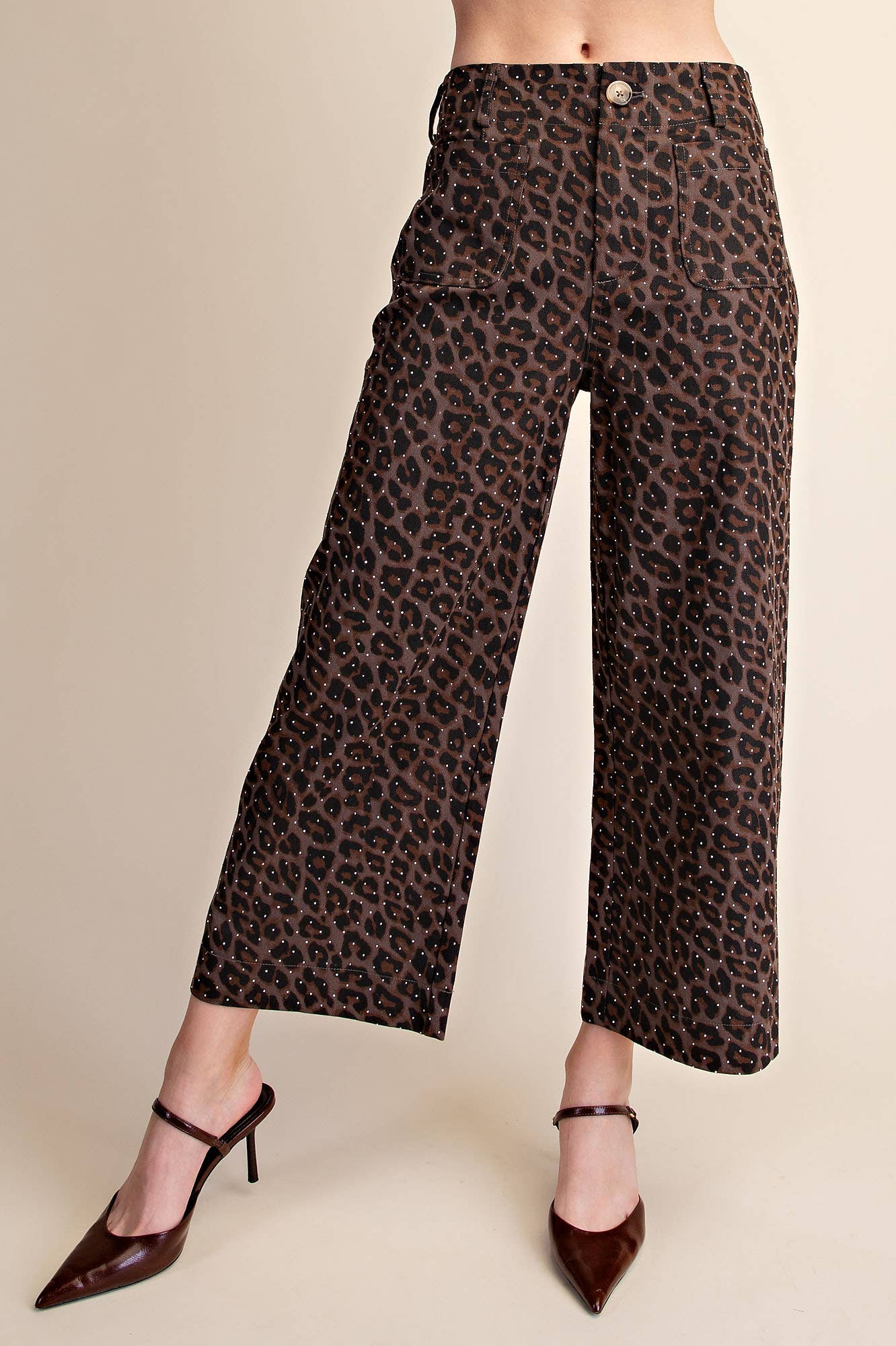Leopard Colette Cropped Rhinestone Pants