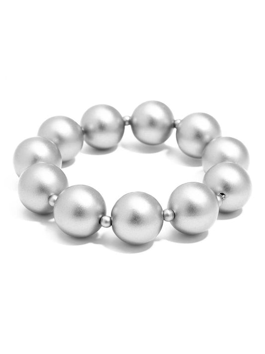 Chunky Matte Stretch Bracelet: Matte Silver