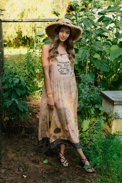 Milk & Honey Bohéme Slip Dress with Bees and Sunflower