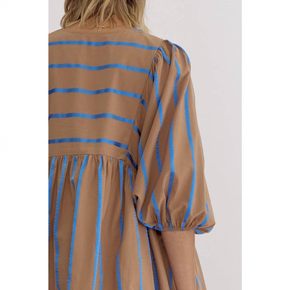 Mocha Stripe Babydoll Dress