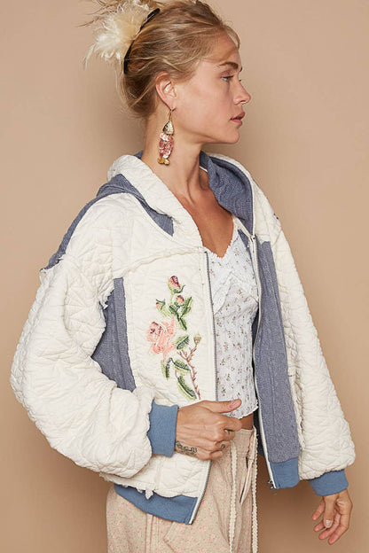 POL Quilted Embroidered Hoodie