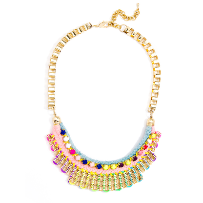 Colorful Braided Summer Bib Necklace