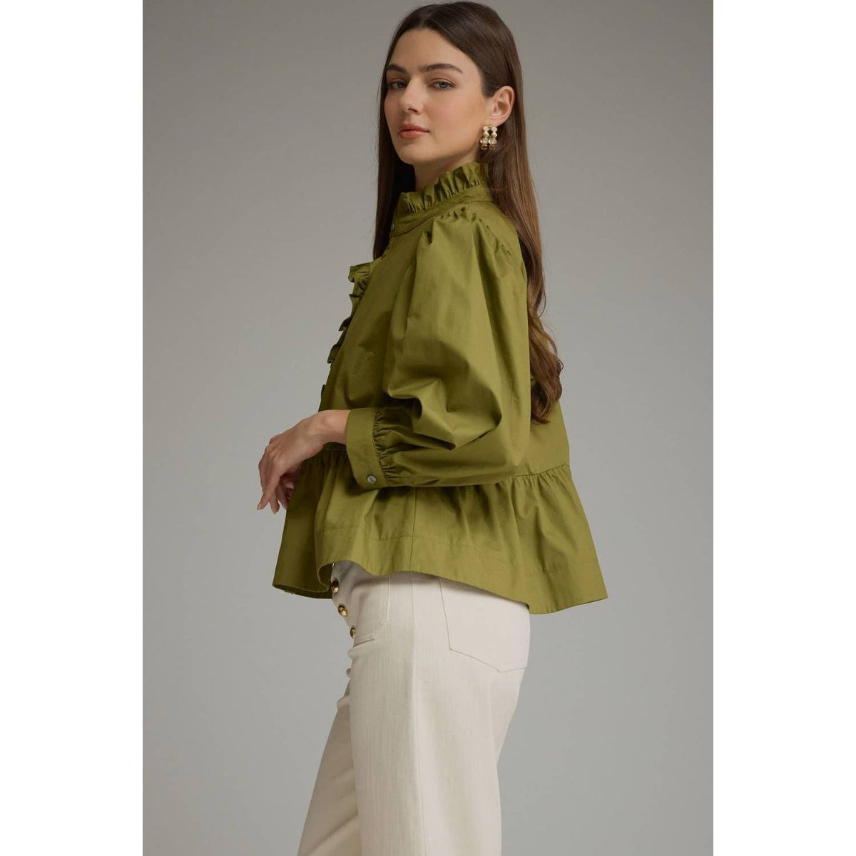Martini Olive Puff Long Sleeve Top