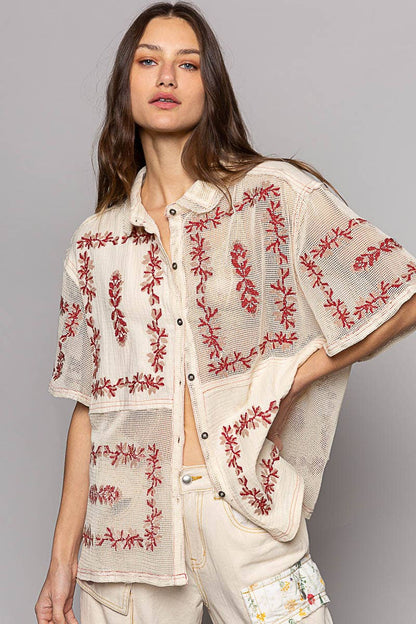 Ellie's Woven Embroidery Top