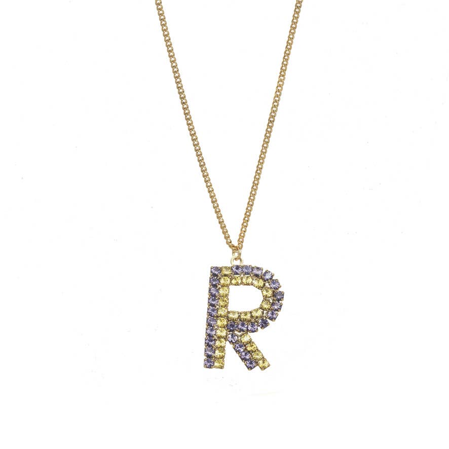 TOVA Mini Monogram Multicolor Crystal Necklace