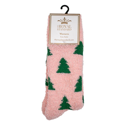 Women's  Christmas Tree Snuggle Socks   Pink/Green  One Size