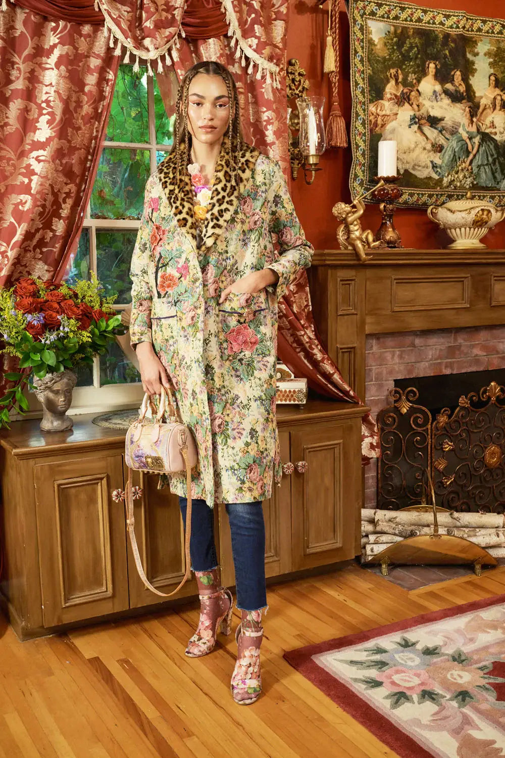 Remember the Time Olive Floral Jacquard Coat