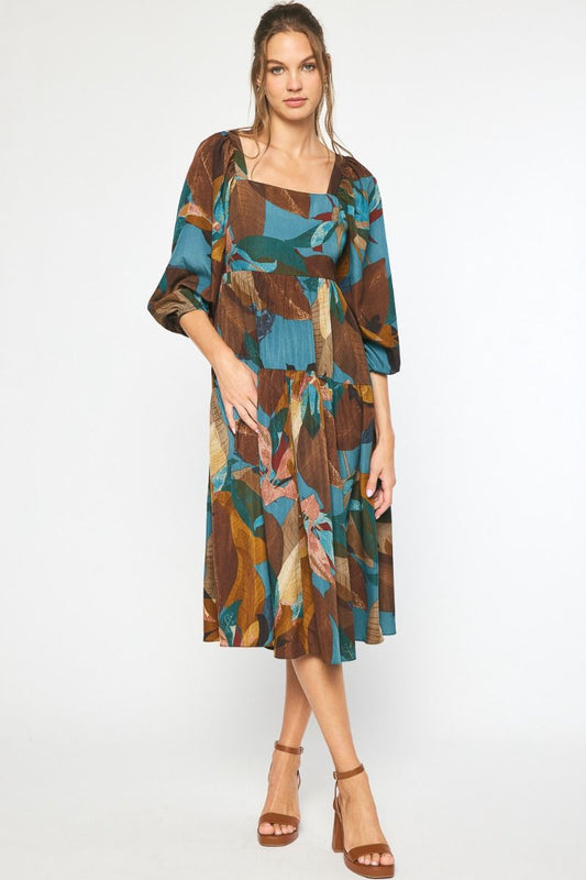 Leaf It To Me Teal Dress