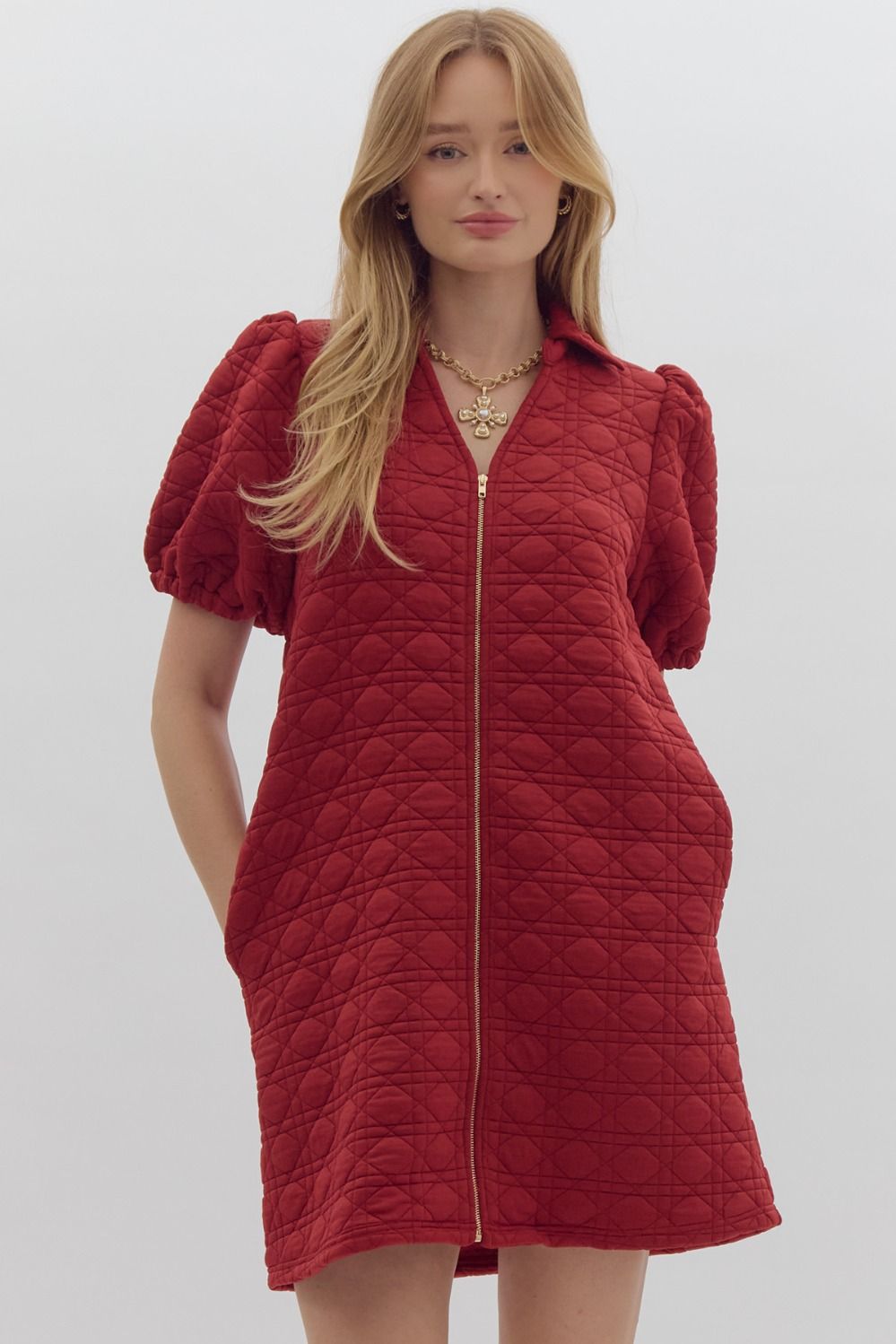 Quilted for Time Zip-Up Dress