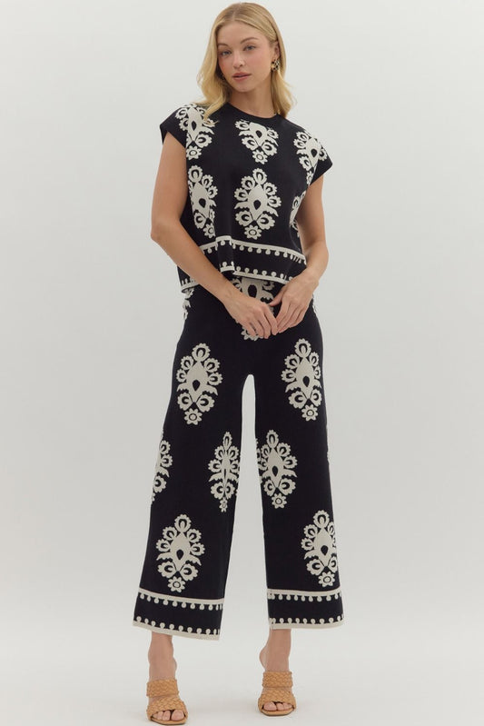 Damask Sweater Two Piece Set