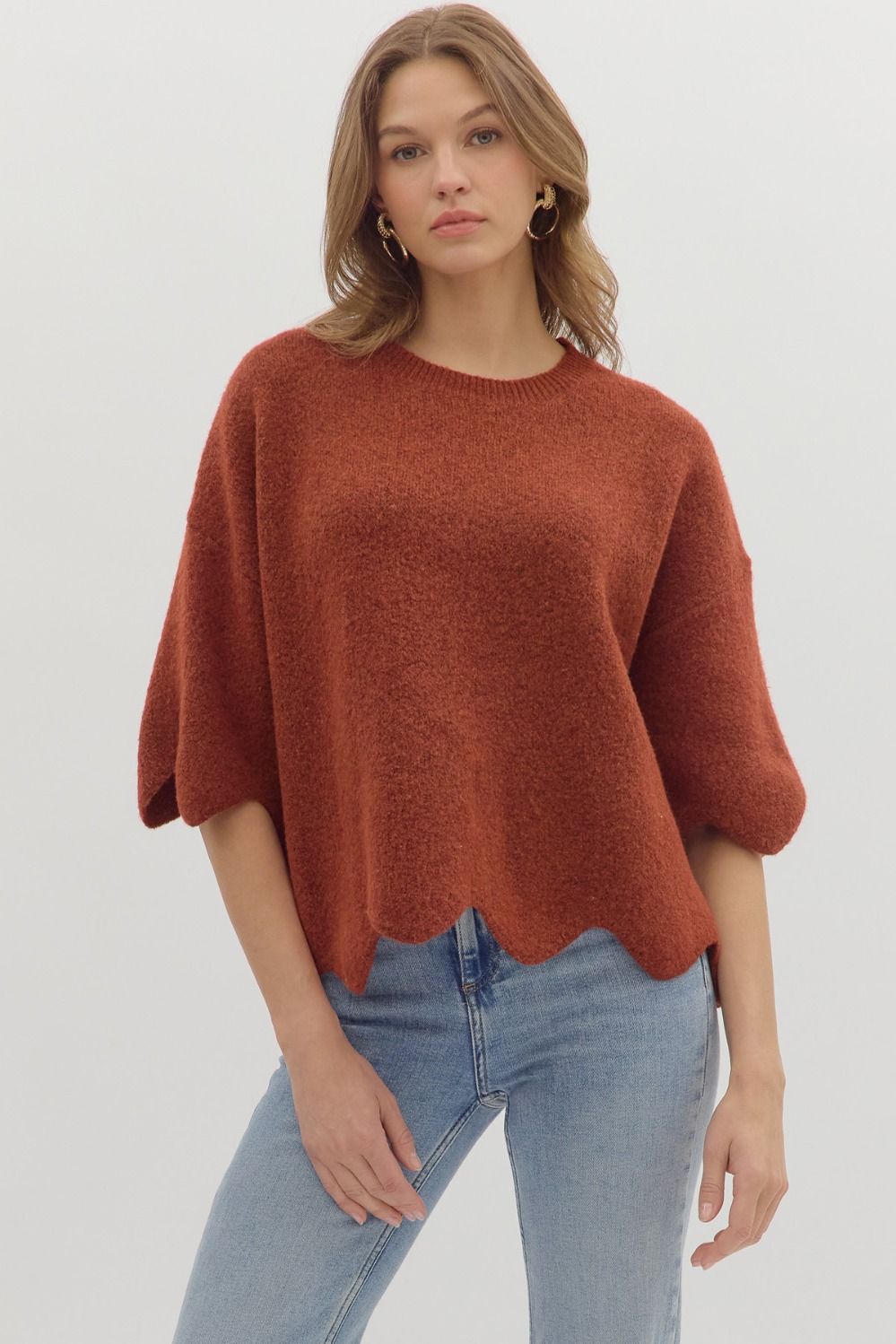 Leaves Are Falling Scalloped Sweater