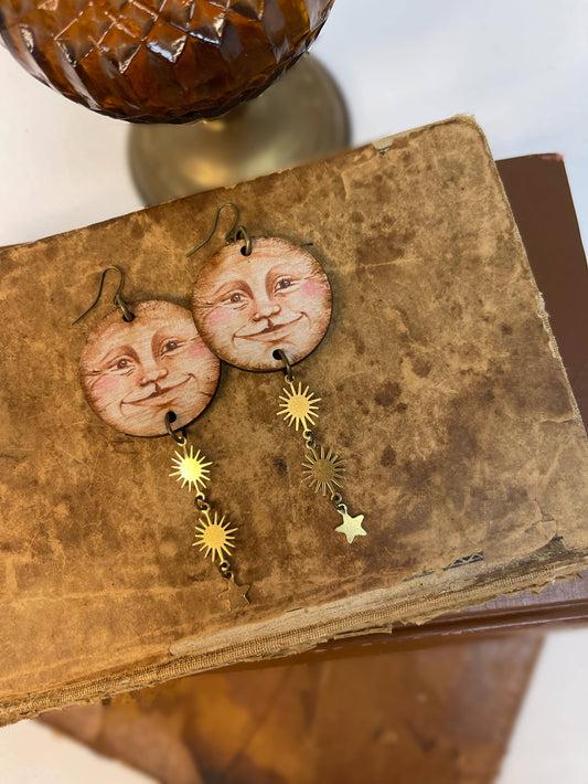 Man in the Moon Charm Earrings