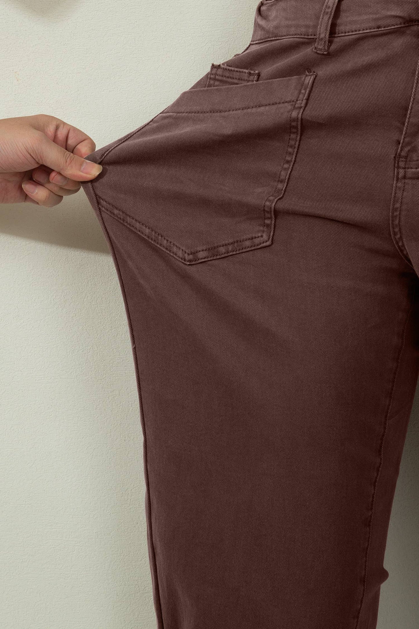 Solid Color Square Patch Pocket Ankle-length Barrel Jeans