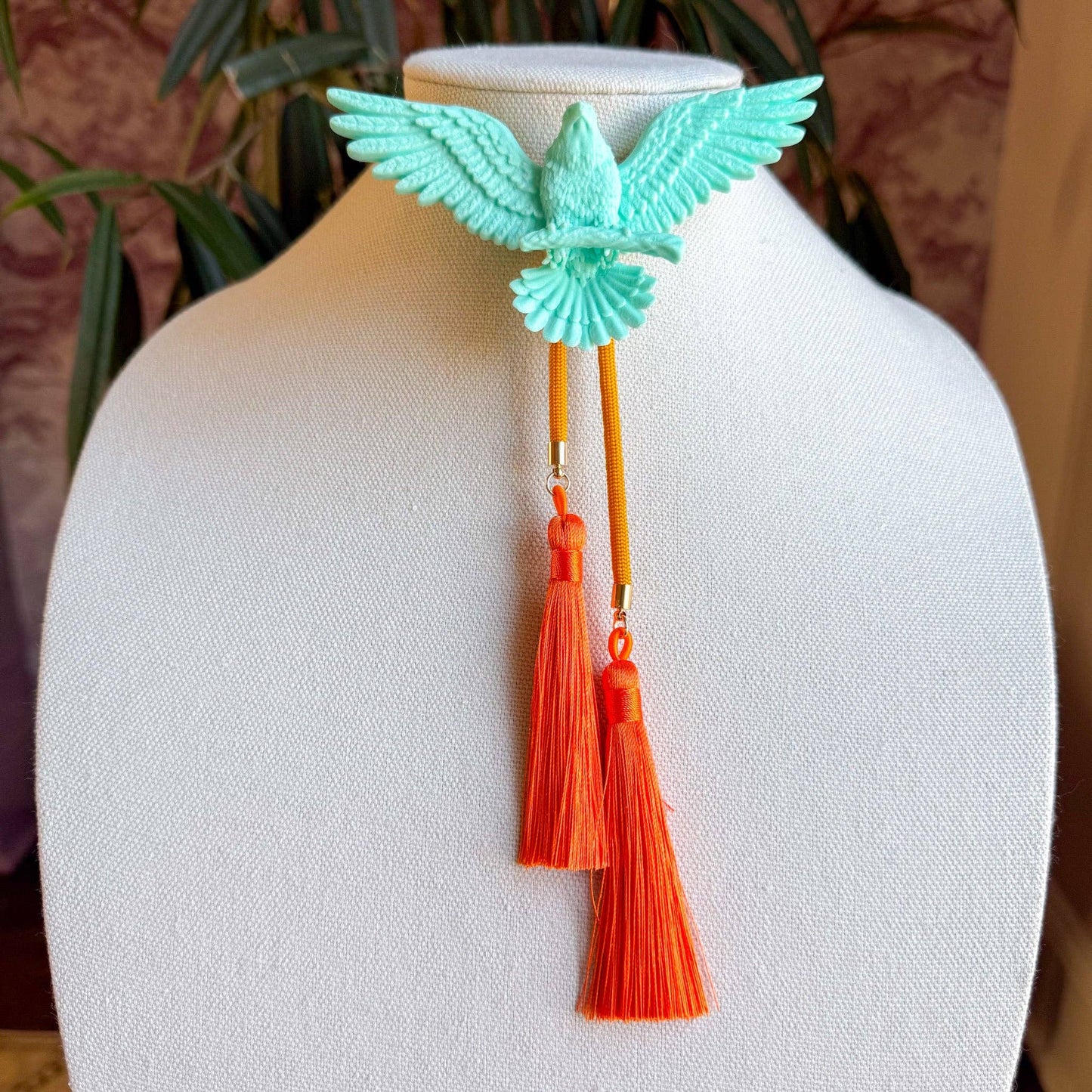 Eagle Bolo Turquoise with Golden Yellow & Orange