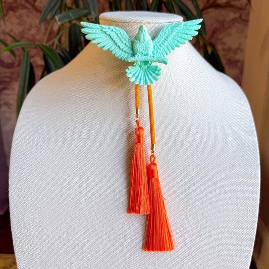 Eagle Bolo Turquoise with Golden Yellow & Orange