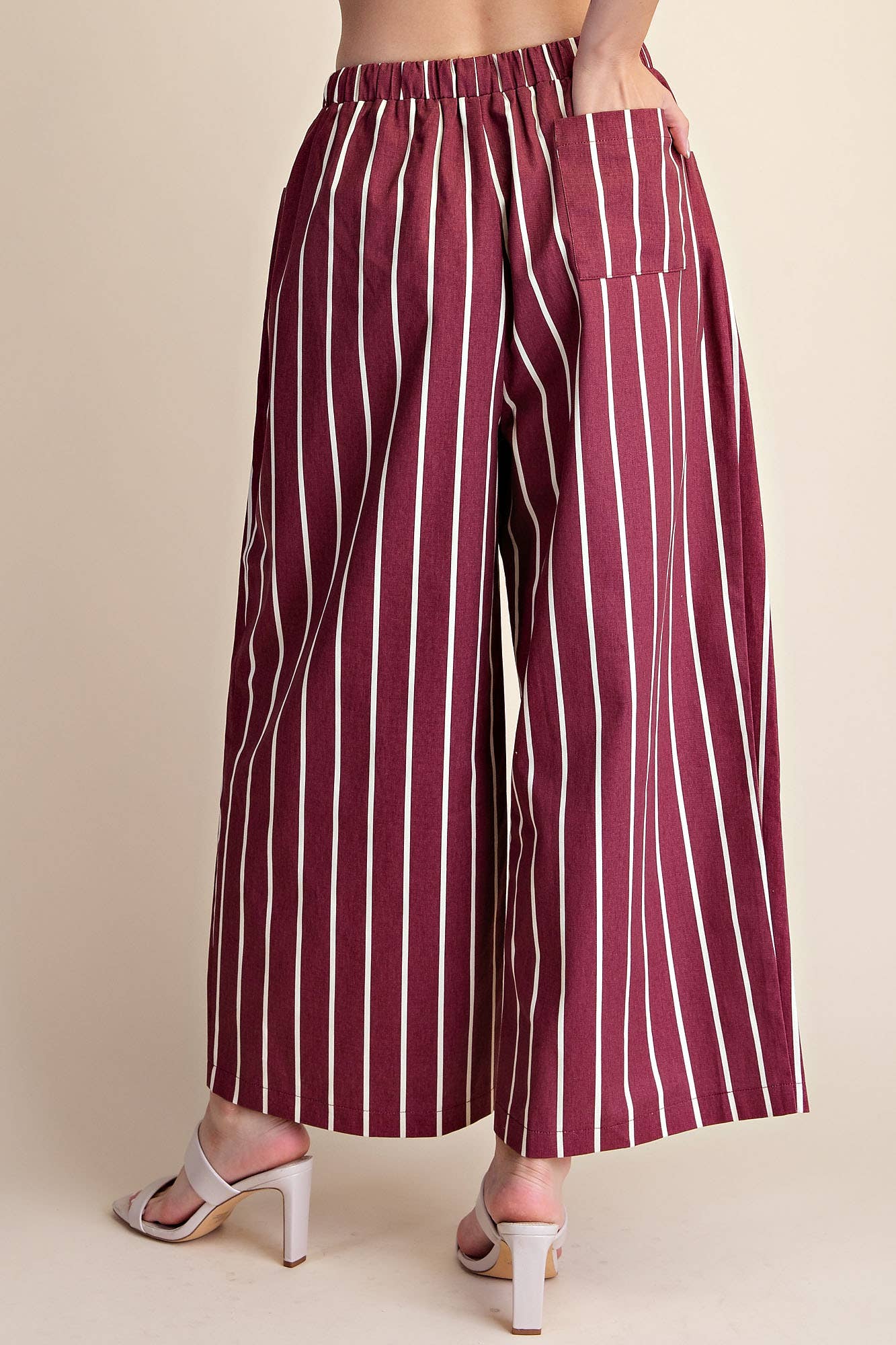 Drawstring Stripe Wide Pocket Pants