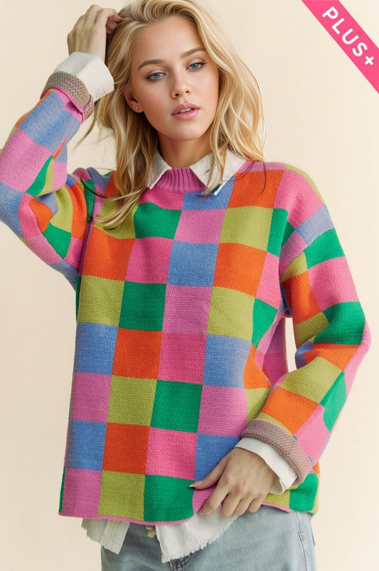 Colorblock Pattern Fun Sweater