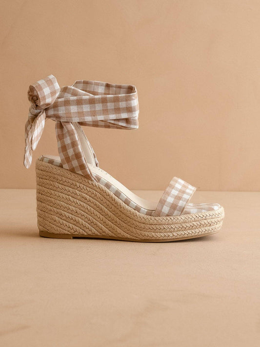 The Oceana Latte Gingham Wrap Wedge